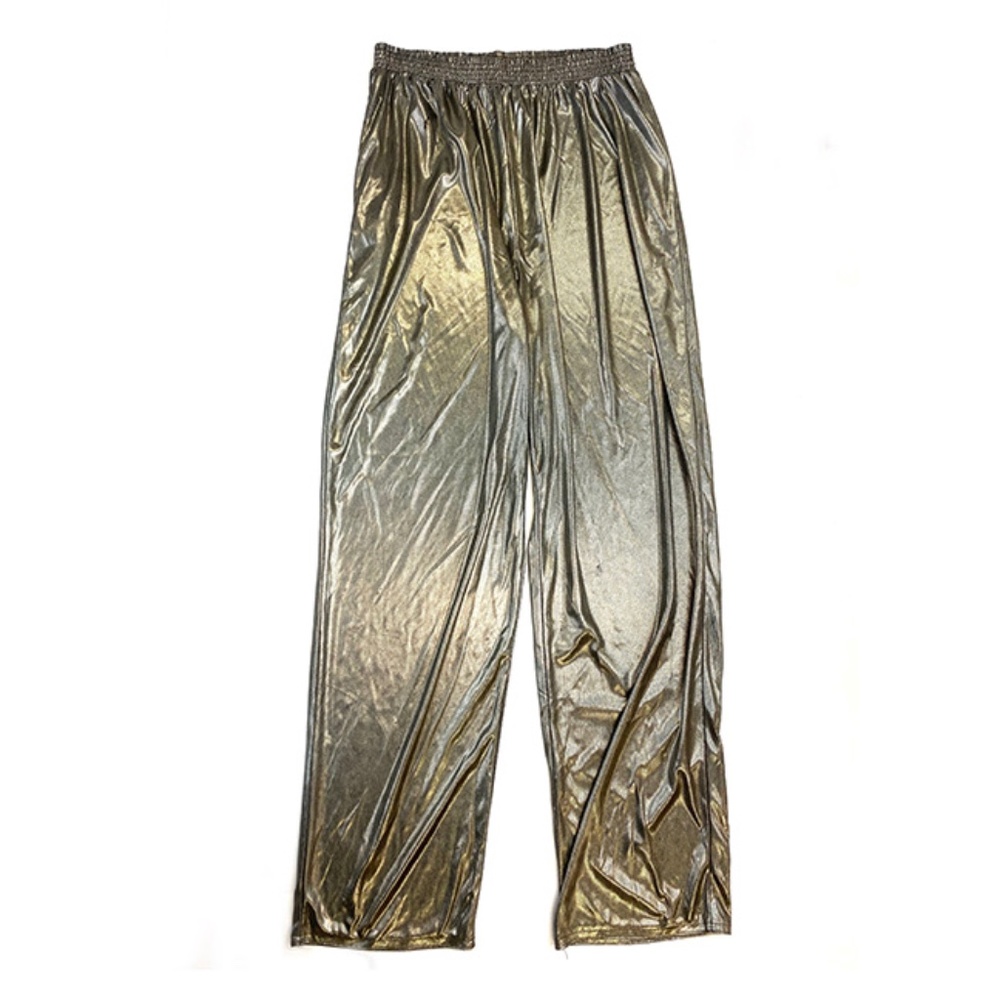 GLAM ATH Vintage Gold Lamé Athleisure Joggers